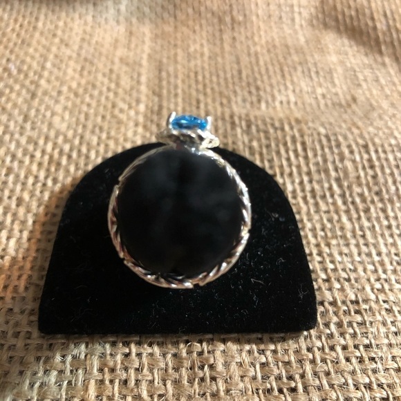 Blue Topaz with Byzantine Band 925 Sterling Turkey - Picture 3 of 6